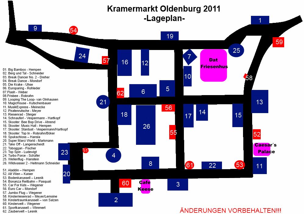 Lageplan Kramermarkt Oldenburg 2011