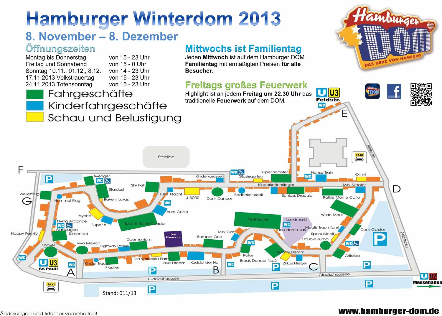 Lageplan des Hamburger Winterdom 2013
