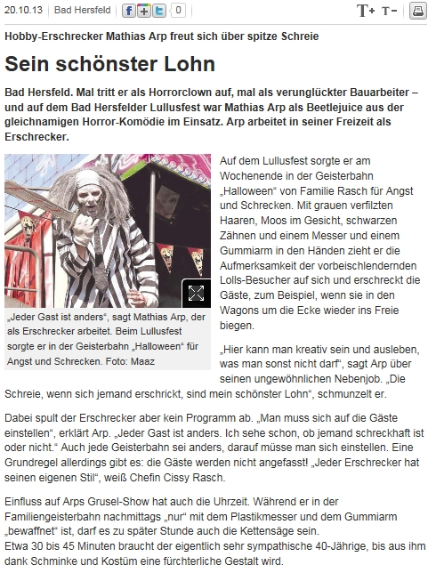 Bild des Artikels aus der Hersfelder-Zeitung über das ScreamTeam